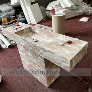 Mueble de Baño con <span class=keywords><strong>Lavabo</strong></span> de Mármol <span class=keywords><strong>Rosa</strong></span> Rosso Levanto, Tocador, Mueble de Maquillaje, Escritorio de Maquillaje - Product Image 2