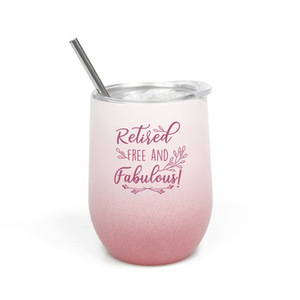 Gobelet Enduit De poudre En Acier Inoxydable voyage tasse 12 oz <span class=keywords><strong>Verre</strong></span> À Vin Sans Tige avec Couvercle Coulissant, Paille Réutilisable - Product Image 3