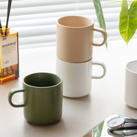 Vente en gros de tasses à café en céramique de couleur unie simple, tasse en céramique verte mate avec logo personnalisé