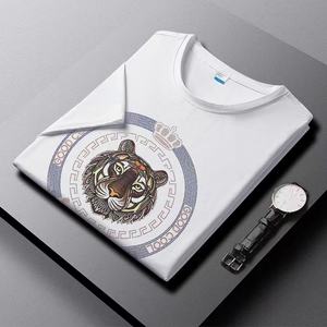 2023 di lusso Bling Tiger stampa manica corta T-Shirt da uomo Outdoor da uomo da ginnastica sport Fitness aderente muscolatura camicie oversize - Product Image 2