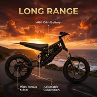 Motocicleta Eléctrica de 1500W para Niños, 48V, 35km de Autonomía, 5 Velocidades, Frenos de Disco Delanteros y Traseros, Carga Rápida, Motor en el Eje
