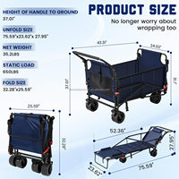 Chariot de camping tout-terrain robuste 2 en 1 pliable et polyvalent, chariot à main robuste pour l'extérieur