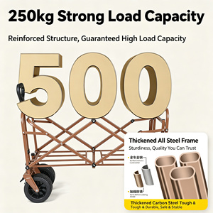 Wholesale Load Capacity Camping <b>Cart</b> Portable <b>Foldable</b> Platform Outdoor Wagon Trolley <b>Cart</b> for Shopping - Product Image 4