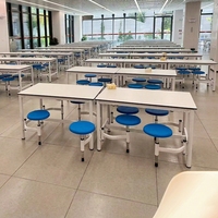 Ensemble table et chaises de cantine modernes et minimalistes en panneaux ignifuges, adaptés aux écoles et usines ; table à manger extensible pour 4 personnes