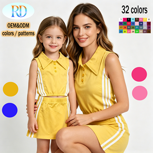 Ensemble robe et débardeur sans manches pour bébé fille, vêtements pour sœurs, vente en gros, vêtements d'été en coton pour filles, plusieurs couleurs - Product Image 4