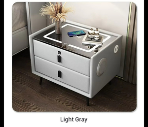 Hiện đại vuông thông minh Bàn đầu giường với khung kim loại và lưu trữ 2 ngăn kéo cho đồ nội thất phòng ngủ - Product Image 3