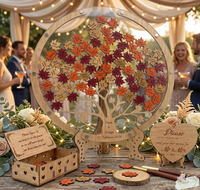 Livre d'or de mariage alternatif en forme d'érable, boîte à messages Feuille d'automne