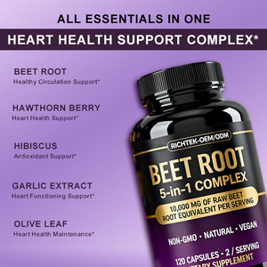 100% pureté 5 en 1 formule avancée complexe extrait de plante naturelle ingrédient supplément à base de plantes capsule de racine de betterave - Product Image 3