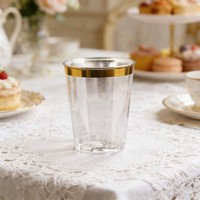Gobelets jetables en PS de 10 oz avec bord doré, transparents, résistants, élégants, pour fêtes, mariages, traiteurs, événements, Wuxitopteam