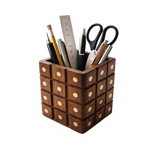 Portable Wooden Pen Holder <b>Desktop</b> Organizer for Daily Office Use Creative Wooden Desk Organizer with Pen Holder and Storage - Product Image 6