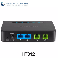 Grandstream HT812 VoIP Gateway IP con Router NAT Integrado, Teléfono Analógico de Doble Puerto con Identificador de Llamadas y QoS