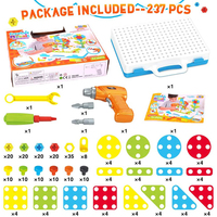 Jouets d'apprentissage pour enfants, blocs de Construction, avec perceuse à jouet et tournevis, 237 pièces