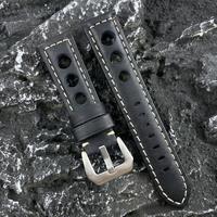 Montres de luxe Lionorm Bracelet en cuir pour hommes 20/22/24 mm Vintage Hollow Racing Sport Bracelets de montre en cuir de veau Rally Straps