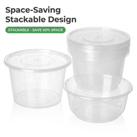 Bol à salade rond transparent de 16 oz (500 ml) sans BPA, en plastique PP de qualité alimentaire, jetable, micro-ondable, avec couvercles, en vrac et personnalisable