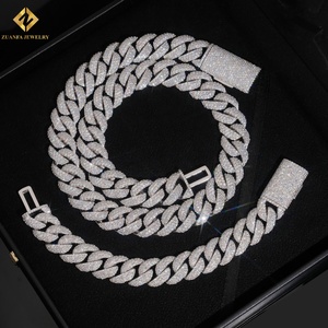 16MM VVS Moissanite Cuban Link <b>Chain</b> Necklace 925 Silver Rhodium Plated Men's Hiphop Style <b>Iced</b> <b>Out</b> <b>Chain</b> Custom Party Necklace - Product Image 4