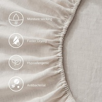 Ensemble de draps en lin français 100% lavé, motif uni, écologique, pour hôtel et maison, logo personnalisable