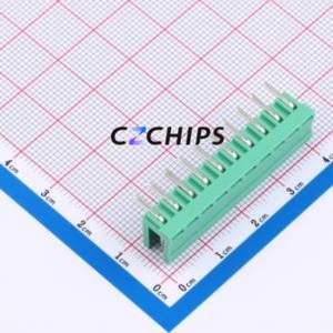 MXHT396R-3.96-10P-GN01-Cu-A Plug-in Terminal Block Bent Lead Through Hole,P=3.96mm Board-to-Board / Socket - Open 1x10P 3.96mm - Product Image 2