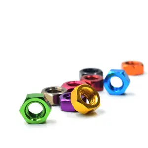 Aluminum Material Hex Nuts M6 x 0.5 Anodized Colored 2.5mm DIN934 Hexagon Nuts M4