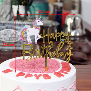 Acrylic Topper Happy Birthday <strong>Cake</strong> Decorations For Baby Shower Mermaid <strong>Unicorn</strong> Party supplies Wedding Dessert <strong>Top</strong> Flag - Product Image 4