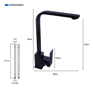 Grifería Monomando para Cocina, Lavabo, Acero Inoxidable, Color Negro Mate - Product Image 3