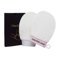 Gant de Soie Exfoliant Double Face Spa pour Corps et Visage, Éponge Loofah de Douche Bain, Manique Visage 100% Soie Naturelle