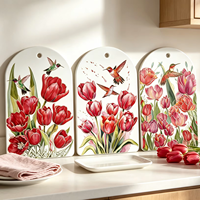 Sous-plat en céramique en forme de porte, motif floral tulipe lavande gaufré or, résistant à la chaleur
