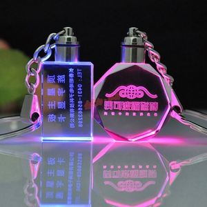 High-Quality K9 <b>Islamic</b> Crystal Keychain LED Flashing Custom Carve Family Photo <b>Frame</b> Souvenir Gifts Glass Keyring Chain - Product Image 2