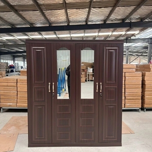 Armoire en acier à 4 portes imprimées avec portes battantes durables, organisateur de vêtements, idéale pour le rangement de chambre à coucher - Product Image 1