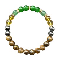 Nouveau Bracelet en Pierre Naturelle 2025 : Œil de Tigre, Pierre de Galle Noire, Citrine – Bracelet Perlé 8mm pour Attirer la Richesse, la Chance et la Guérison – Bijou Cadeau