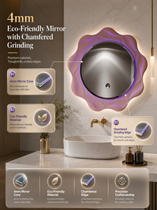 Horloge numérique murale 4 mm, éco-responsable, avec lumière intelligente, logo personnalisé irrégulier, miroir de salle de bain LED éclairé pour hôtel - Product Image 6