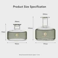 Bouteille diffuseur en verre vide plate et large avec logo personnalisé, 206 ml, 350 ml, récipient d'aromathérapie, personnalisation des couleurs disponible