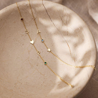 Collier Pendentif Lettre Personnalisée Qiuhan Plaqué Or, Bijou Femme, Cadeau, Bracelet Délicat Personnalisé avec Initiale et Pierre de Naissance