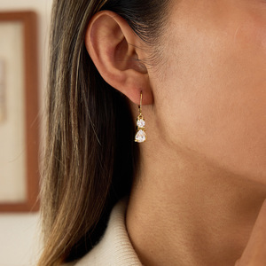 Cat Shape Zircon Drop Earrings Gold Plated Stainless Steel Party Jewelry For Women Teardrop Animal Design - Product Image 3