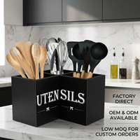 Support d'ustensiles de cuisine d'angle personnalisé en bois, organisateur de comptoir à 3 compartiments pour cuillères et spatules