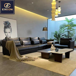 Canapé italien minimaliste Jungle en <span class=keywords><strong>cuir</strong></span> <span class=keywords><strong>noir</strong></span> Villa de luxe Meubles design Décoration créative Canapé de salon - Product Image 2