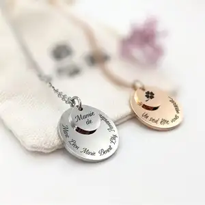 Valentine's Day Birth Gift engraved Name Round disc Initial Jewelry First name necklace Personalized double medals necklace