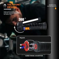 Lampe de poche LED rechargeable pour réparation automobile, torche à rotation à 360 degrés, magnétique avec crochet, lumière d'urgence, étanche IPX5, port Type C