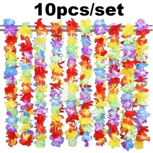 10 piezas/set Guirnaldas de Flores Hawaianas para Fiesta, Collares Hawaianos, Decoración Floral Rústica, Tela Hawaiana - Product Image 1