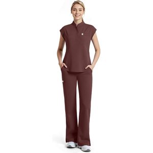 Ensemble de blouses médicales pour femmes FOXA, haut sans manches à col montant, pantalon droit, 11 poches, uniforme médical, usage hospitalier, ceinture yoga - Product Image 1