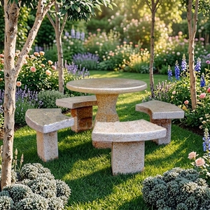 Panca in Granito Giallo Naturale Personalizzata per Esterni, <span class=keywords><strong>Giardino</strong></span>, Parco, con Schienale, <span class=keywords><strong>Arredo</strong></span> Paesaggistico per Villa - Product Image 1