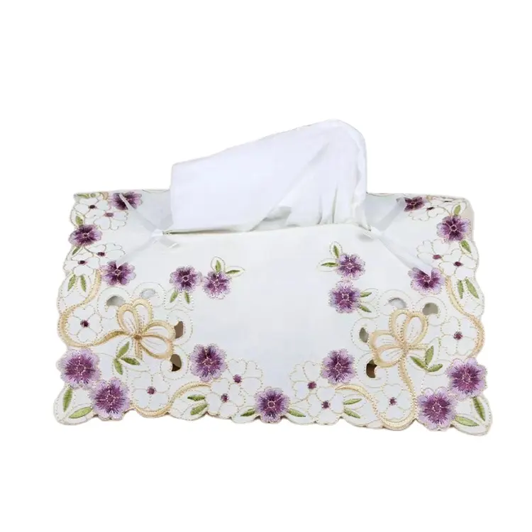 Caixa bordada de tecido, elegante de luxo com design bordado à mão para cortar tecidos
