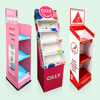 Étalage de présentation OEM pour supermarché, présentoir au sol en plastique ondulé, étagère de magasin pour l'affichage de produits alimentaires, biscuits, collations, pain, bonbons