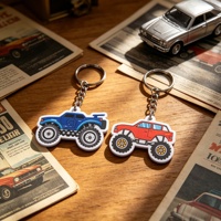 Porte-clés en caoutchouc DM Brand en forme de voiture de course, avec logo 3D personnalisé, impression UV, couleur personnalisée, promotionnel pour enfants