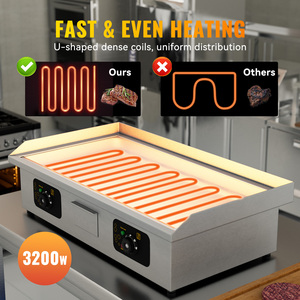 Plancha Eléctrica de 2000W con Superficie de PTFE, Perillas Dobles, Caja Recolectora de Grasa, Gran Área de Cocción, Calentamiento en Forma de U, para Cocina Exterior y Restaurantes - Product Image 4