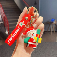 Décorations de Noël de luxe personnalisées en gros PVC mousqueton porte-clés impression UV cadeaux promotionnels dessin animé père noël design