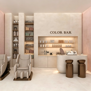 Diseño de Interiores Llave en Mano para Salón de Belleza Profesional, Mobiliario Personalizado, Divisiones Curvas, Estaciones de Estilismo con LED - Product Image 4