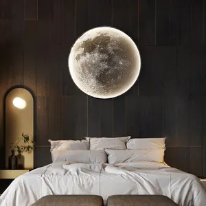 Applique murale LED imprimée lune, lumière à intensité réglable, luminaire décoratif d'intérieur, produit de luxe, idéal pour une chambre à coucher, un couloir