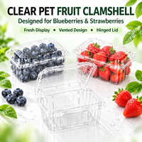 Boîte en PET transparente personnalisée pour myrtilles, fraises, fruits frais ventilés, emballage de produits horticoles avec couvercle à charnière OEM