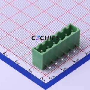 XY2500R-B-5.00-6P Plug-in Terminal Block Bent Lead Through Hole,P=5mm Connector Board-to-Board / Socket - Closed 1x6P 5mm Green - Product Image 1