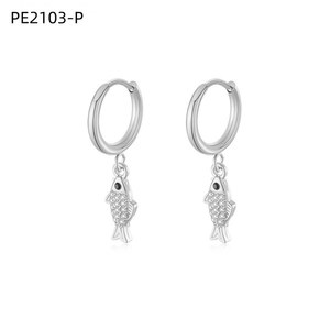 Pendientes de aro Amy Amy Fish con forma de pez, chapados en plata, con cristales de imitación, joyería de moda para mujer, regalo - Product Image 2